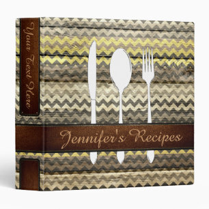 Cookbook Retro Chevron Wood Look #39 Binder