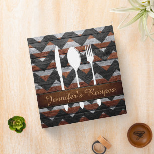 Cookbook Retro Chevron Wood Look #4 Binder
