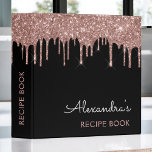 Cookbook Rose Gold - Blush Pink Glitter Monogram Binder<br><div class="desc">Rose Gold - Blush Pink and Black Faux Sparkle Dripping Glitter Brushed Metal Monogram Name Cookbook - Recipe Book Binder. This makes the perfect sweet 16 birthday,  wedding,  bridal shower,  anniversary,  baby shower or bachelorette party gift for someone that loves glam luxury and chic styles.</div>