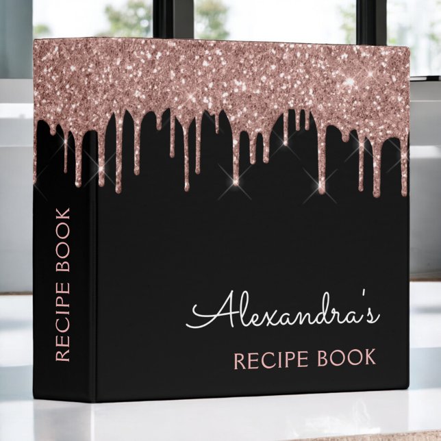 Cookbook Rose Gold - Blush Pink Glitter Monogram Binder (Creator Uploaded)