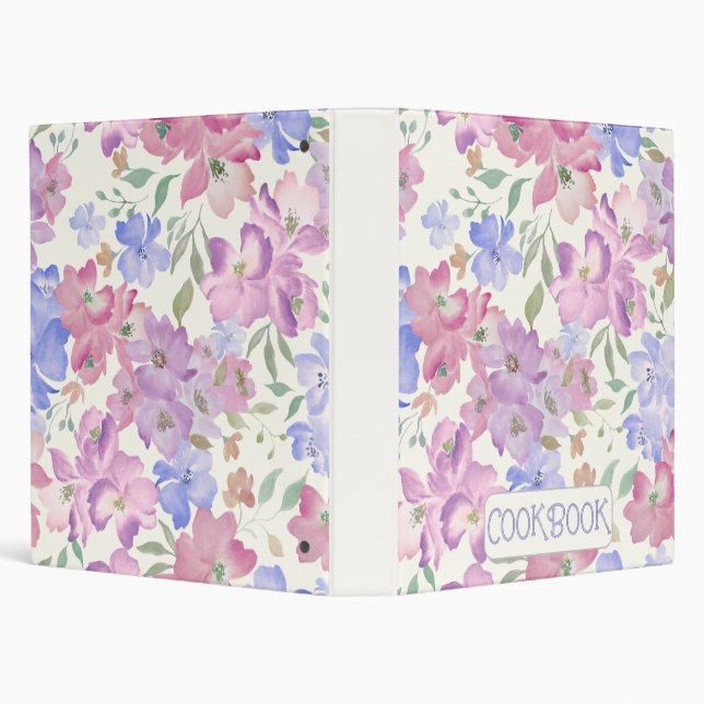 Cookbook watercolor  blooming floral  pattern binder (Background)