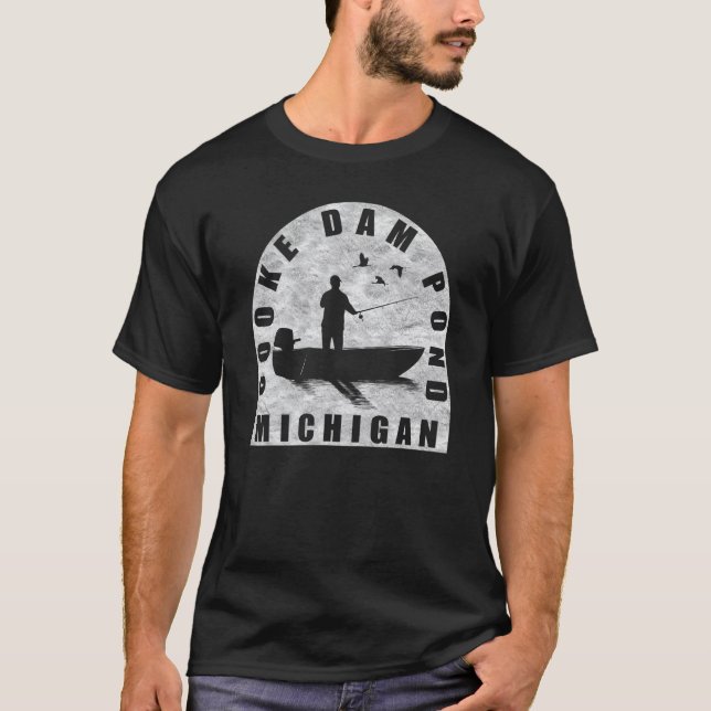 Cooke Dam Pond Fishing Michigan T-Shirt (Front)