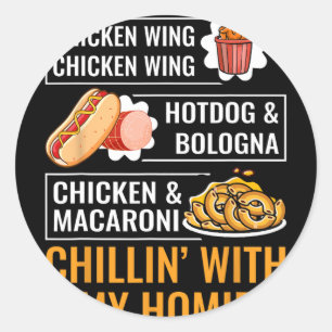 Cooked Chicken Wing Chicken Wing Hotdog Bologna Ma Classic Round Sticker