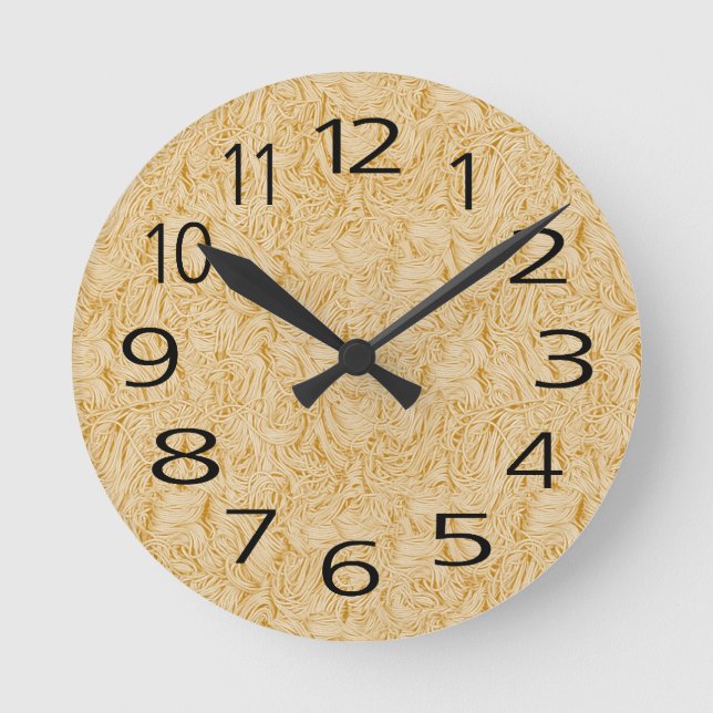 Cooked Spaghetti Noodles Round Clock (Front)