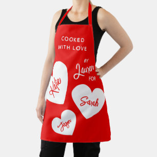 Cooked With Love Personalized Red & White Apron