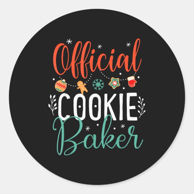 Cookie Baker Funny Christmas Couples Matching  Classic Round Sticker (Front)