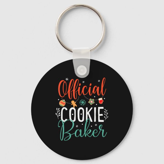 Cookie Baker Funny Christmas Couples Matching  Keychain (Front)