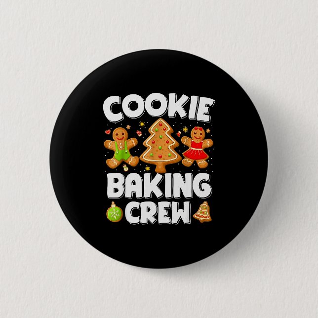 Cookie Baking Crew Christmas Gingerbread Team Squa 2 Inch Round Button (Front)