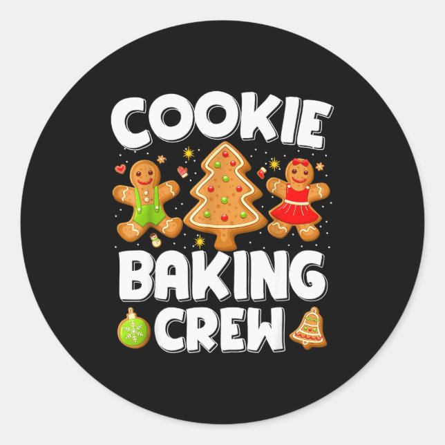 Cookie Baking Crew Christmas Gingerbread Team Squa Classic Round Sticker (Front)