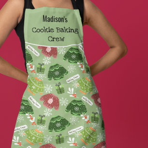 Cookie Baking Crew Christmas Pattern Custom Apron