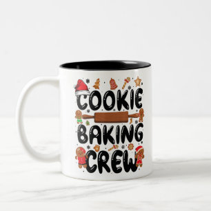 Cookie Baking Crew Christmas Santa Family Gingerbr Two-Tone Coffee Mug