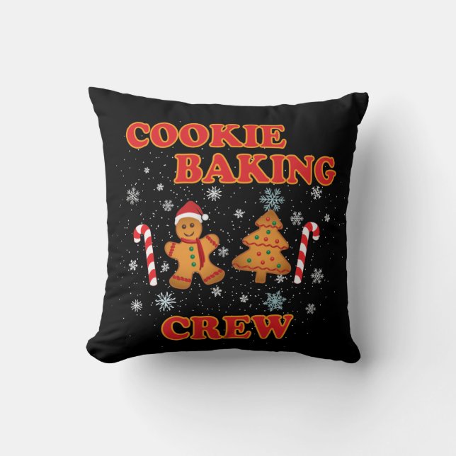 Cookie Baking Crew Christmas Throw Pillow (Front)