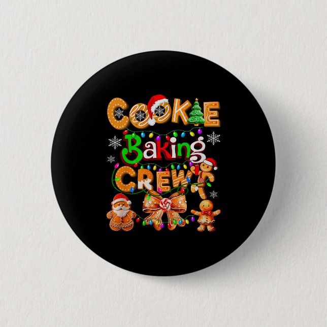 Cookie Baking Crew Cooking Coquette Bow Xmas Ginge 2 Inch Round Button (Front)