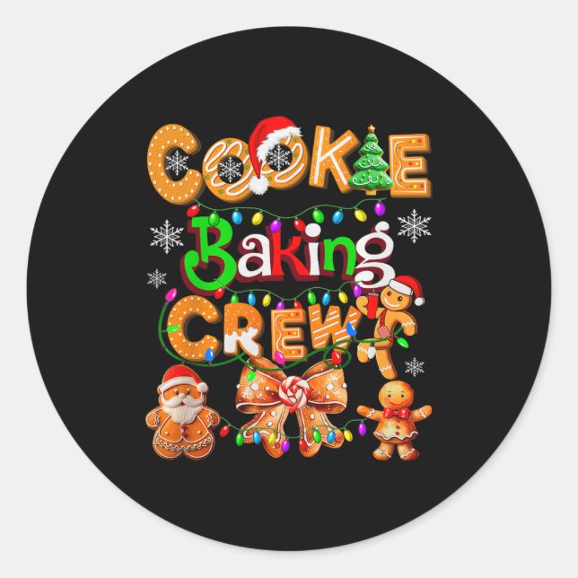 Cookie Baking Crew Cooking Coquette Bow Xmas Ginge Classic Round Sticker (Front)