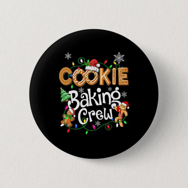 Cookie Baking Crew Cooking Lover Santa Xmas Ginger 2 Inch Round Button (Front)