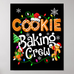 Cookie Baking Crew Cooking Lover Santa Xmas Ginger Poster