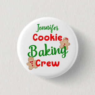Cookie Baking Crew Custom Fun Holiday Cooking 1 Inch Round Button