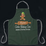 Cookie Baking Crew Funny Green Christmas Apron<br><div class="desc">This Christmas Holiday season put on your very own monogrammed Cooking Baking Crew,  Baking and Tasting Division apron. Cute design features a gingerbread person and a rolling pin design with your name. Perfect for children and adults. Modern typography style text. Green background or background colour of your choice.</div>