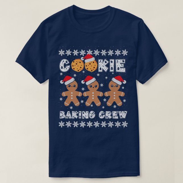 Cookie Baking Crew Gingerbread Men with Xmas Hats  T-Shirt (Design Front)