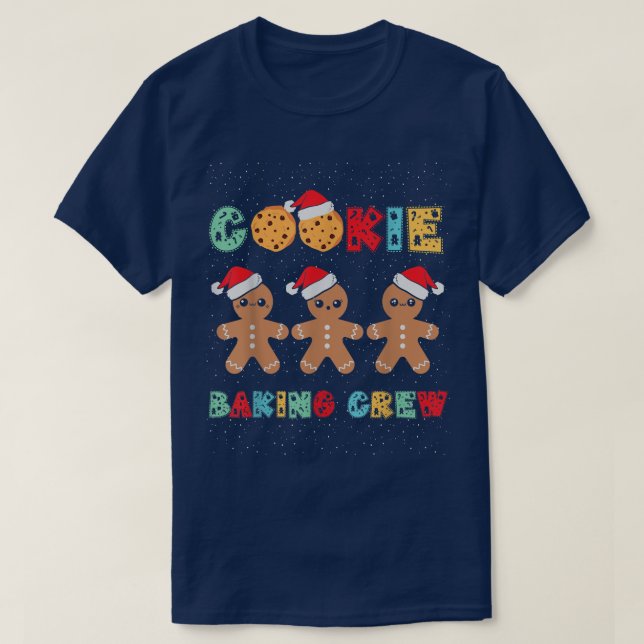 Cookie Baking Crew Gingerbread Men with Xmas Hats  T-Shirt (Design Front)