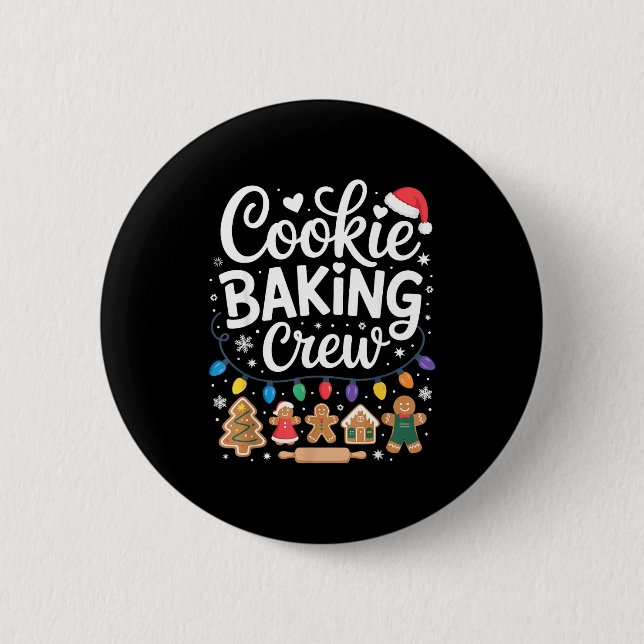 Cookie Baking Crew Holiday Squad Gingerbread Chris 2 Inch Round Button (Front)