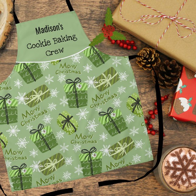 Cookie Baking Crew Merry Christmas Pattern Custom Apron (Creator Uploaded)