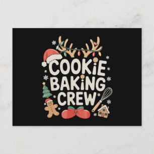 Cookie Baking Crew Reindeer Antlers Gingerbread Holiday Postcard