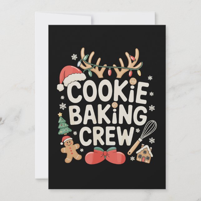 Cookie Baking Crew Reindeer Antlers Gingerbread Invitation (Front)