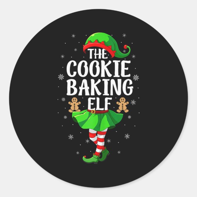 Cookie Baking Elf Christmas Girl Women Elf Squad X Classic Round Sticker (Front)