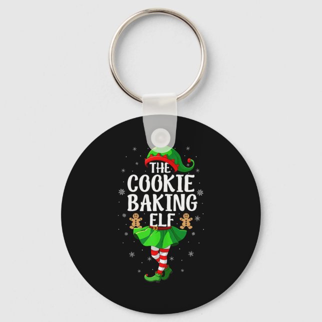 Cookie Baking Elf Christmas Girl Women Elf Squad X Keychain (Front)