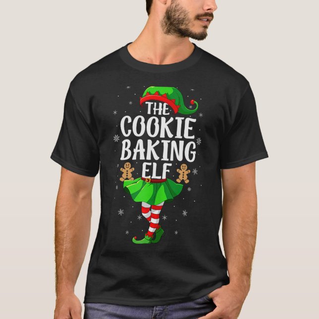 Cookie Baking Elf Christmas Girl Women Elf Squad X T-Shirt (Front)