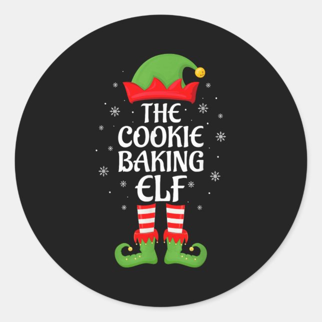 Cookie Baking Elf Xmas Family Matching Elf Squad C Classic Round Sticker (Front)