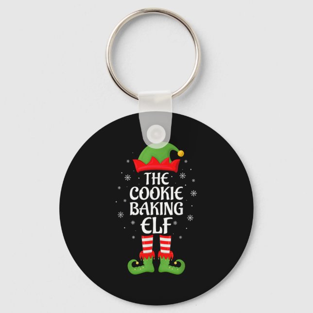 Cookie Baking Elf Xmas Family Matching Elf Squad C Keychain (Front)