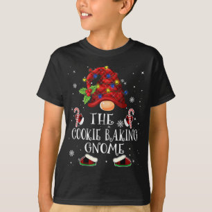 Cookie Baking Gnome Buffalo Plaid Christmas Tree L T-Shirt