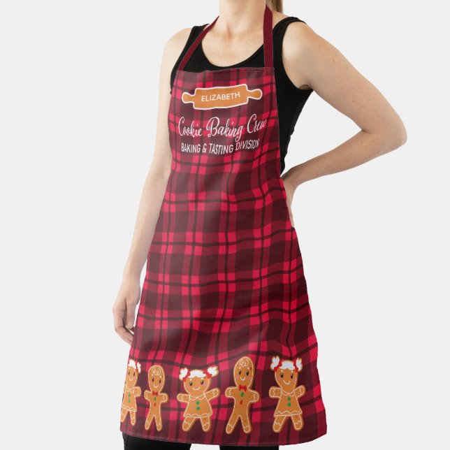 Cookie Baking Plaid Gingerbread Monogram Baking  Apron (Insitu)