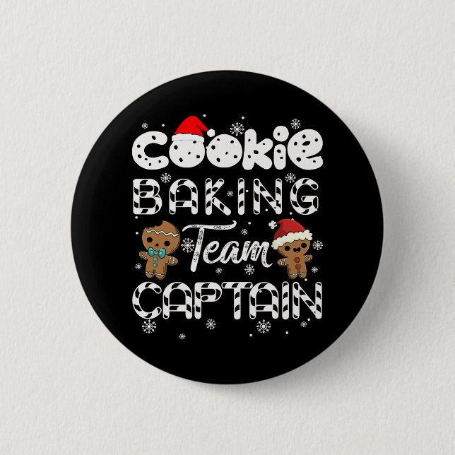 cookie baking team captain gingerbread christmas t 2 inch round button (Front)