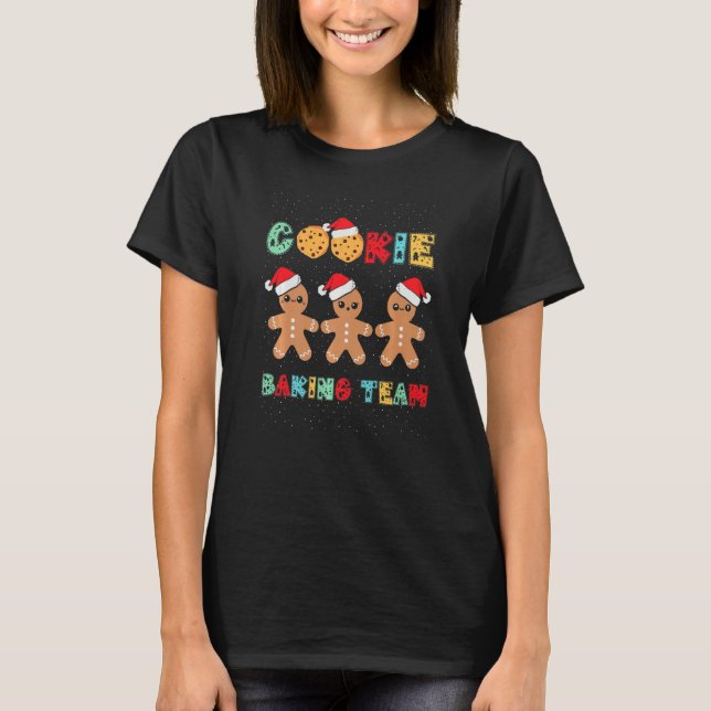 Cookie Baking Team Gingerbread Men With Xmas Hats  T-Shirt (Front)