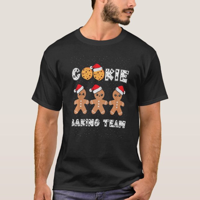 Cookie Baking Team Gingerbread Men with Xmas Hats  T-Shirt (Front)
