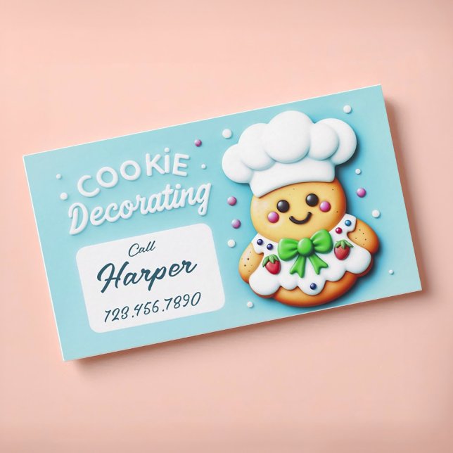 Cookie chef cookie decorating business card (Cute cookie decoration cookie chef business card)