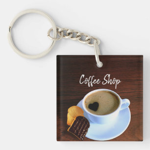 Cookie Coffee Cup Heart Shaped Foam Coffee Shop Keychain