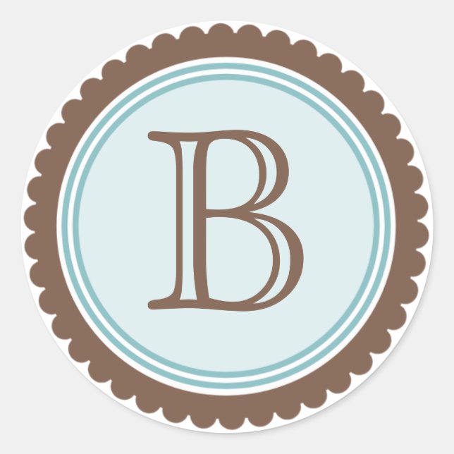 Cookie Cut Chocolate Aqua Monogram Initial Sticker (Front)
