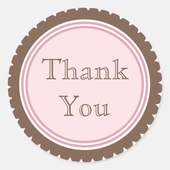 Cookie Cut Chocolate Pink Thank You Stickers (Front)
