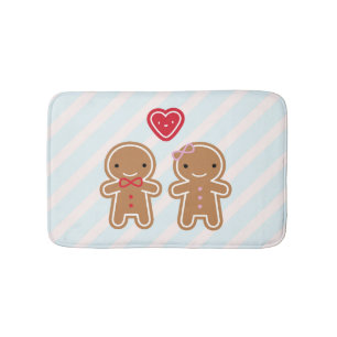 Cookie Cute Kawaii Gingerbread Couple Bath Mat