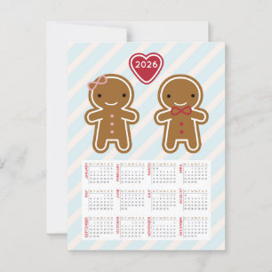 Cookie Cute Kawaii Gingerbread Man 2026 Calendar Postcard