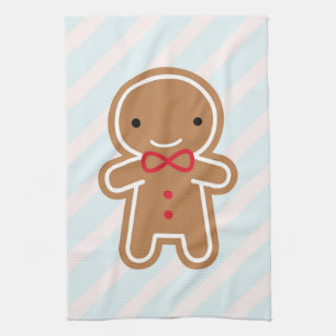 Cookie Cute Kawaii Gingerbread Man Kitchen Towel