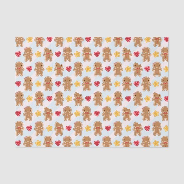Cookie Cute Kawaii Gingerbread Men Tissue Paper (Front)