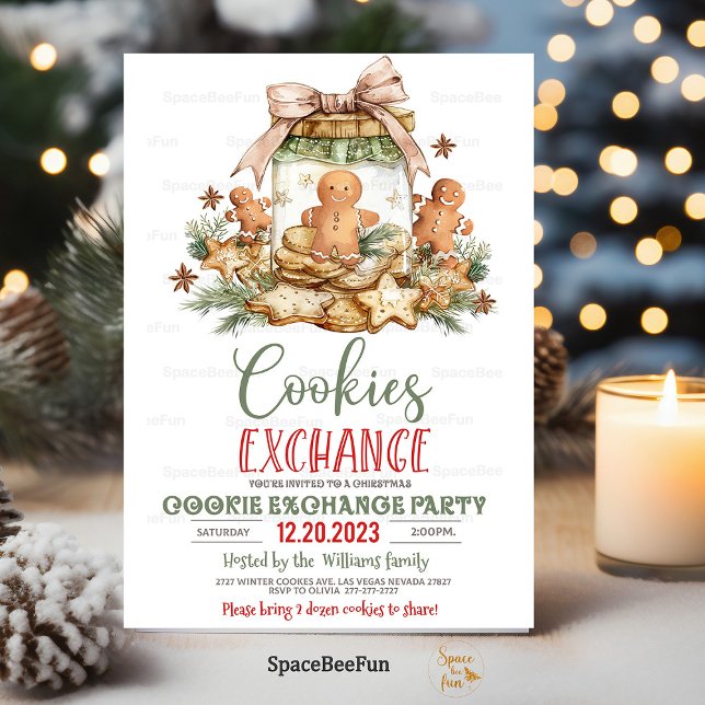 Cookie de Noël invitation (Christmas cookie,exchange invitation,Template digital,Holiday cookie,exchange party,Personalize,Cook)