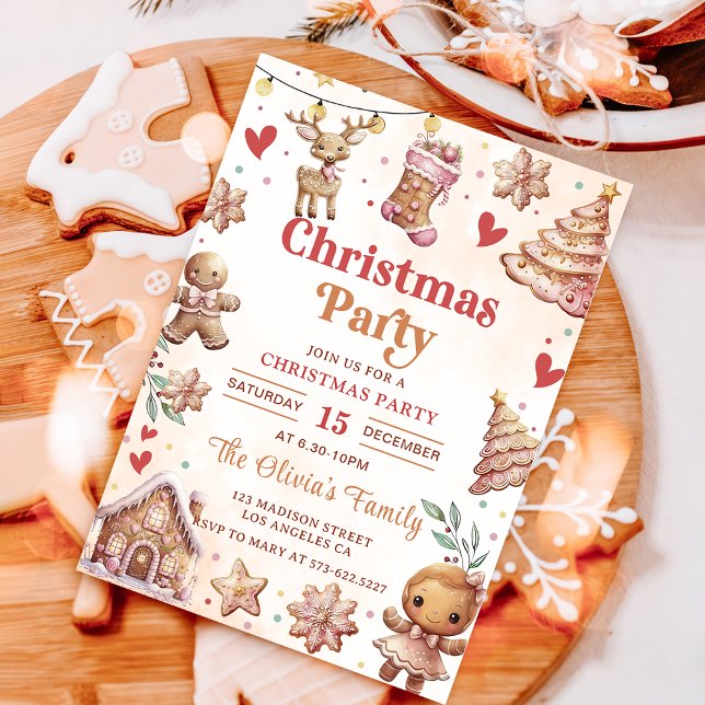 Cookie de Noël rose Fête de Noël Invitation (Créateur téléchargé)