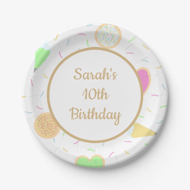 Cookie Decorating Birthday Theme Plate  (Front)
