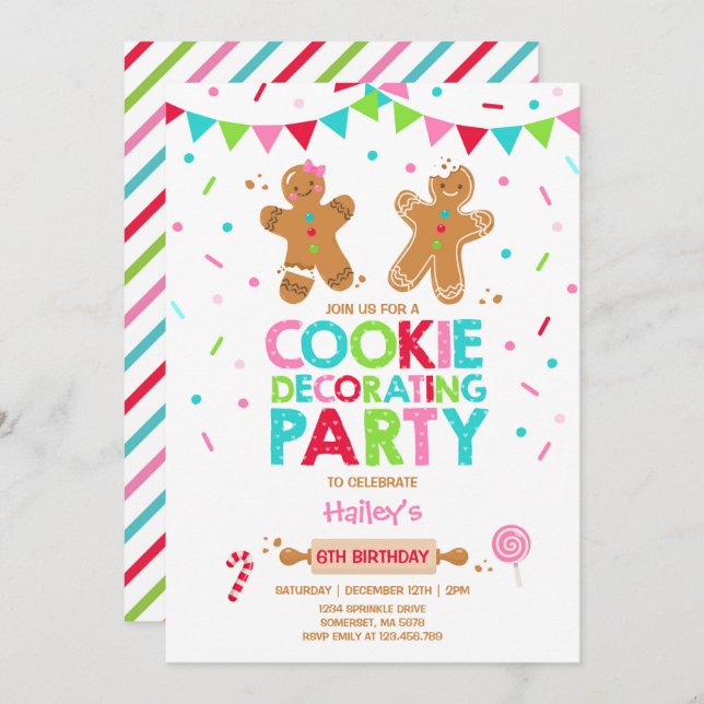 Cookie Decorating Party Invitation Holiday Party (Front/Back)